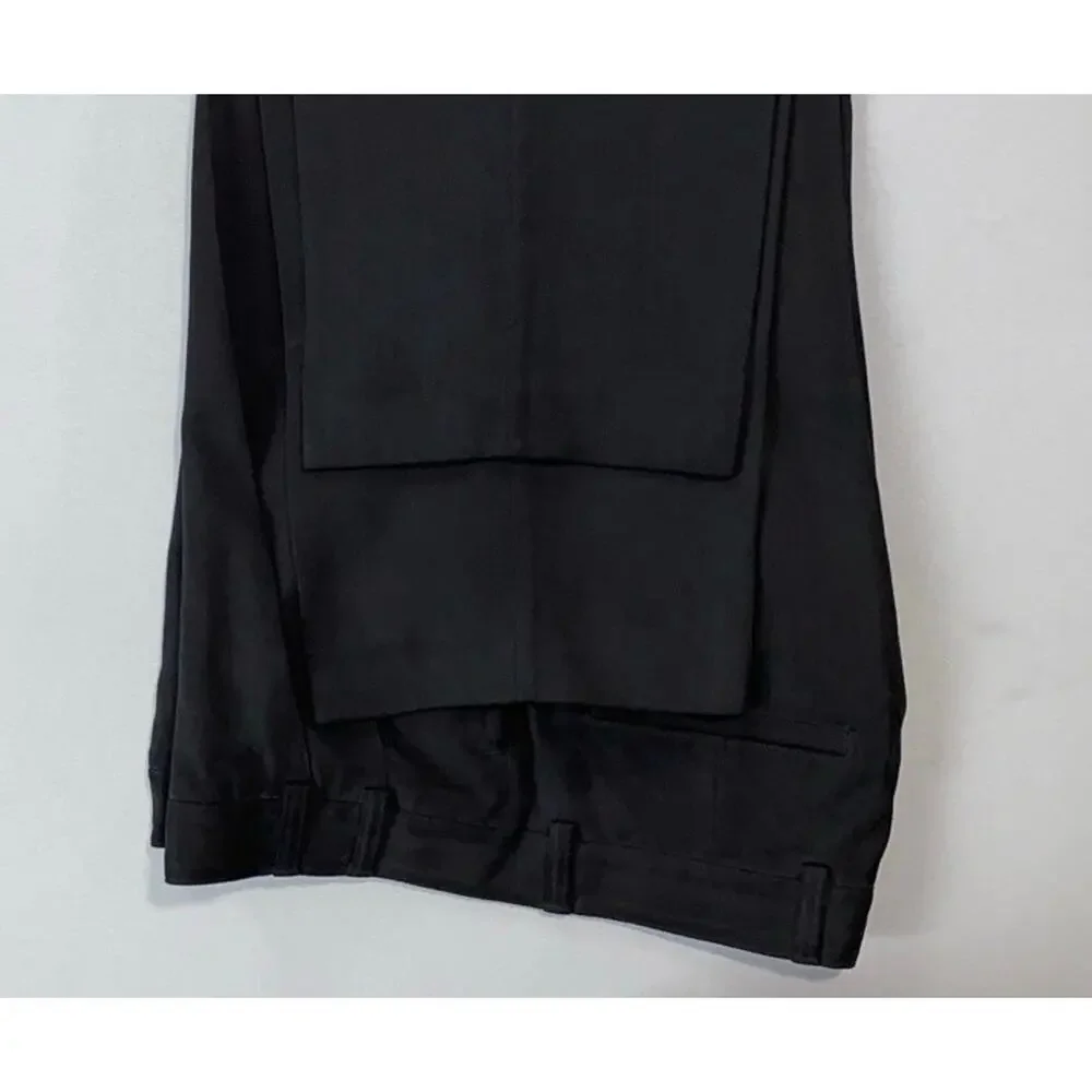 Tommy Bahama Pleated Relaxed Fit 100% Silk Chino Pants. Black Herringbone, 31X28